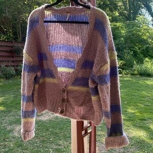 Oversized stripped free people knit cardigan